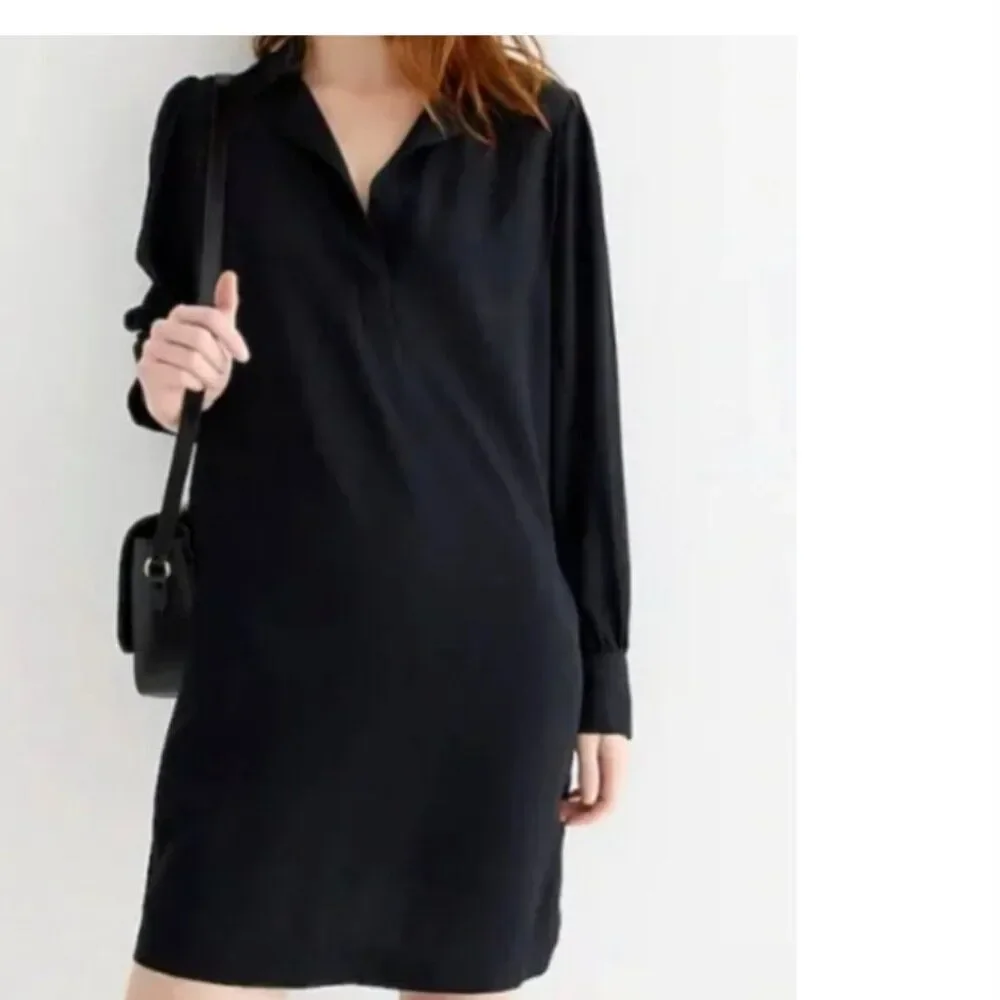 J.Crew Long-Sleeve Shift Dress in Crepe - Timeless‎ | Size L - NWT